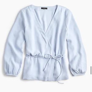 J.Crew crepe faux wrap top in blue